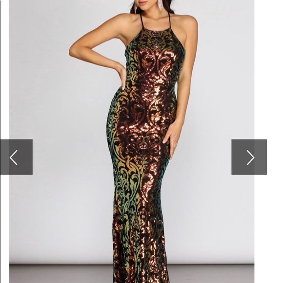 Iridescent evening gown Size L - Picture 4 of 4